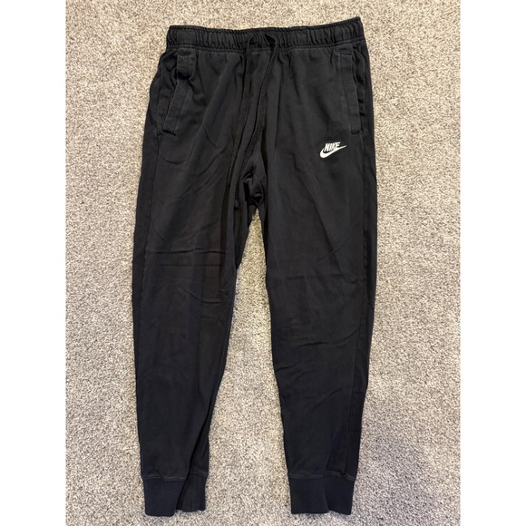 Nike Mens Black Cotton Blend Jogger Sweatpants Drawstring Casual Medium - Picture 1 of 10